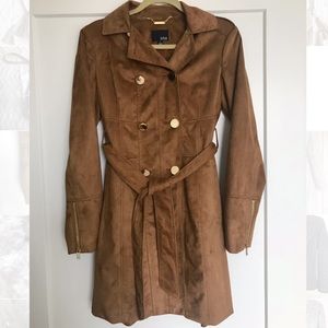 Faux Suede Trench Coat- Small NWOT